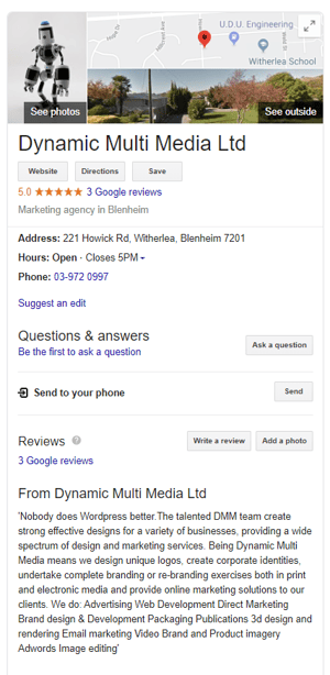 DMM Google My Business listing